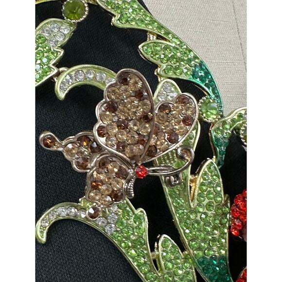 Stunning Runway Crystal Rose Necklace Lizard Butterfly Maybe Natasha - Picture 4 of 11